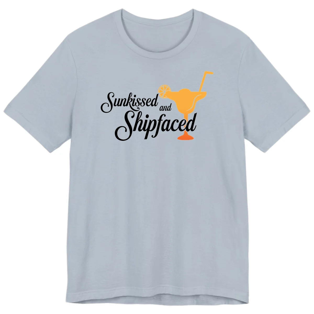 Sunkissed And Shipfaced Premium Cruise T-Shirt in Light Blue