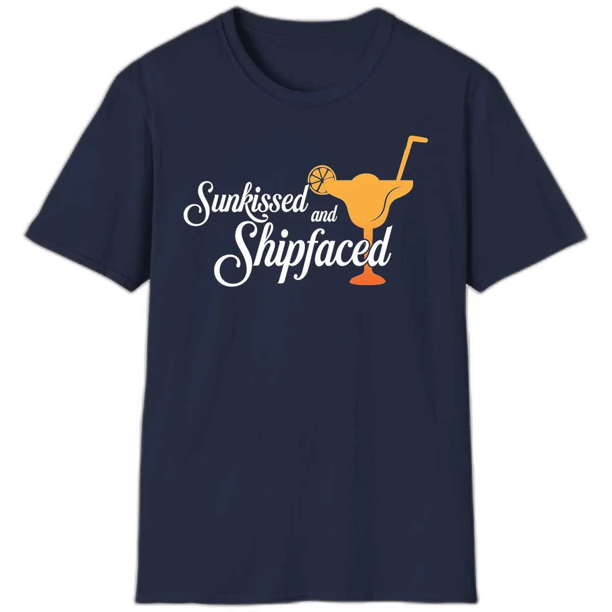 Sunkissed And Shipfaced T-Shirt for Cruise Vacations in Navy