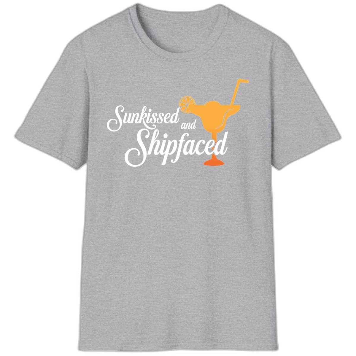Sunkissed And Shipfaced T-Shirt for Cruise Vacations in Sport Grey