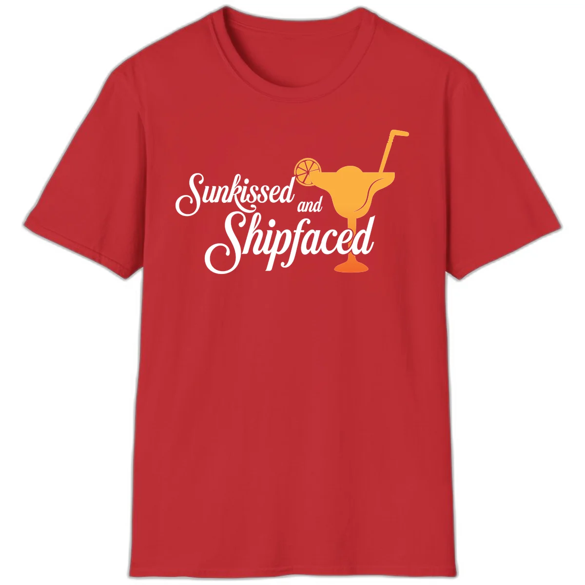 Sunkissed And Shipfaced T-Shirt for Cruise Vacations in Red