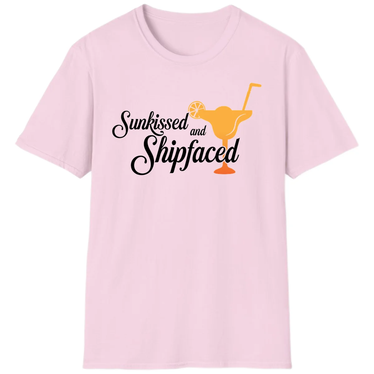 Sunkissed And Shipfaced T-Shirt for Cruise Vacations in Light Pink