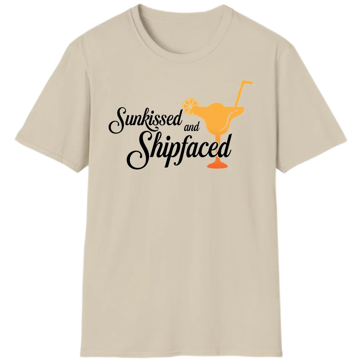 Sunkissed And Shipfaced T-Shirt for Cruise Vacations in Sand