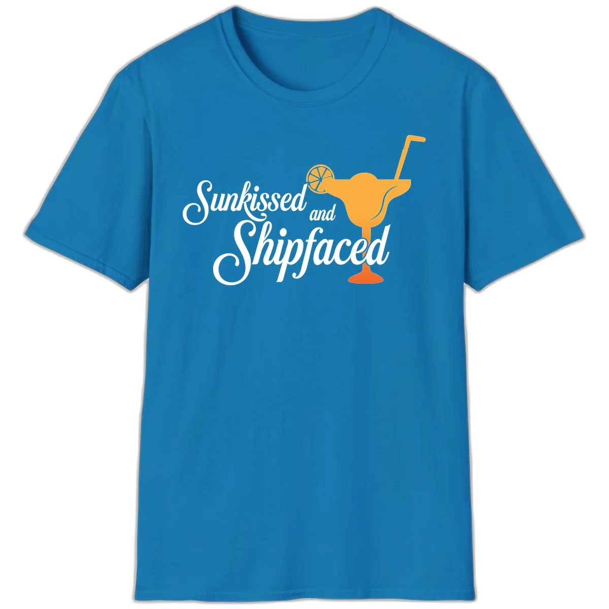 Sunkissed And Shipfaced T-Shirt for Cruise Vacations in Sapphire