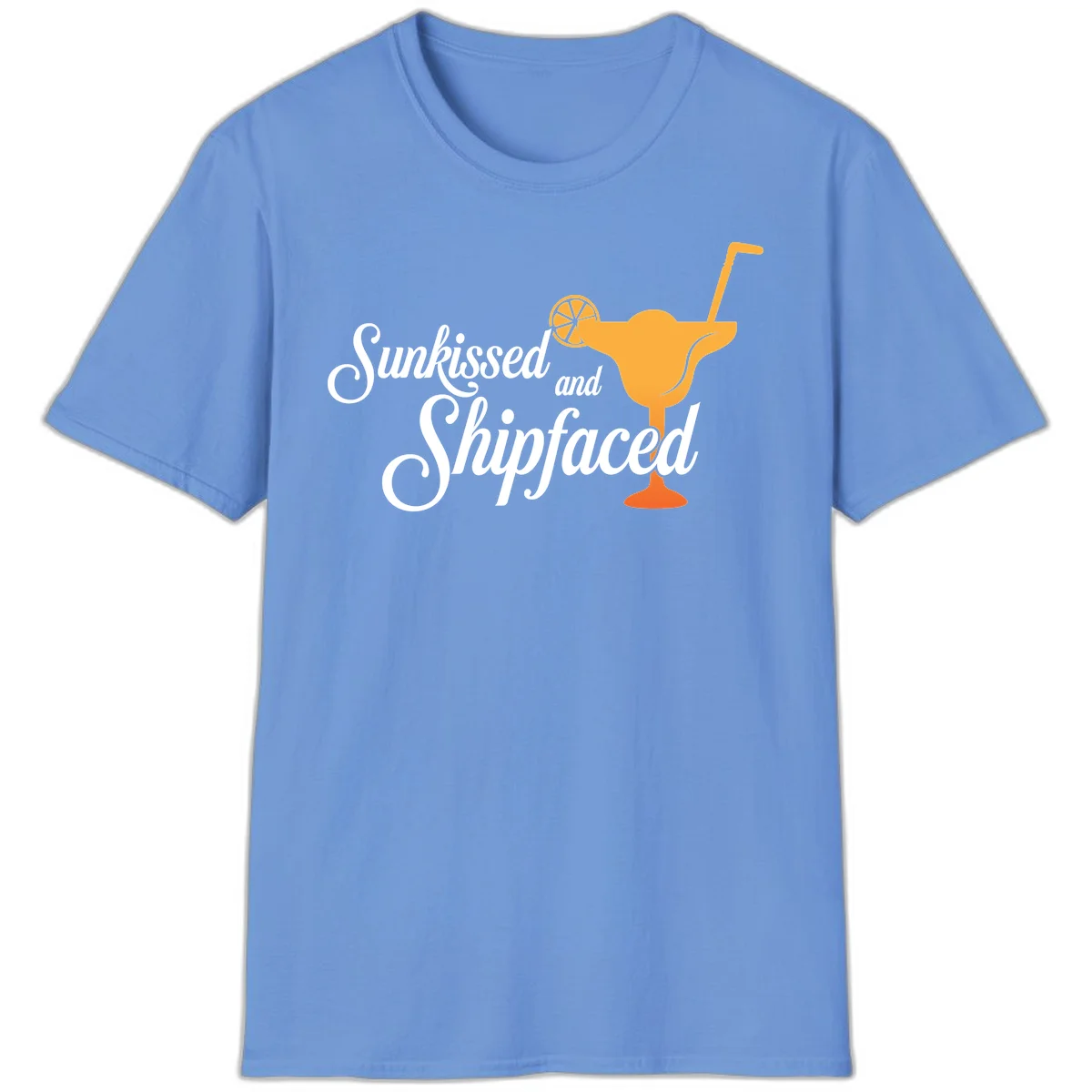 Sunkissed And Shipfaced T-Shirt for Cruise Vacations in Carolina Blue