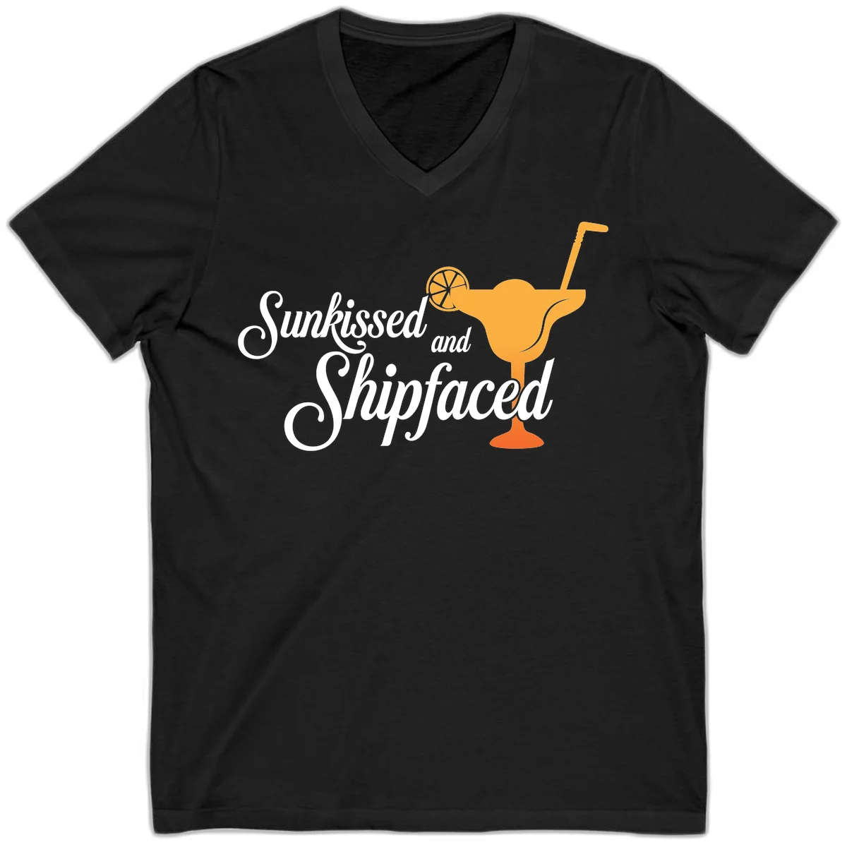Sunkissed And Shipfaced Cruise V-Neck Tee in Black