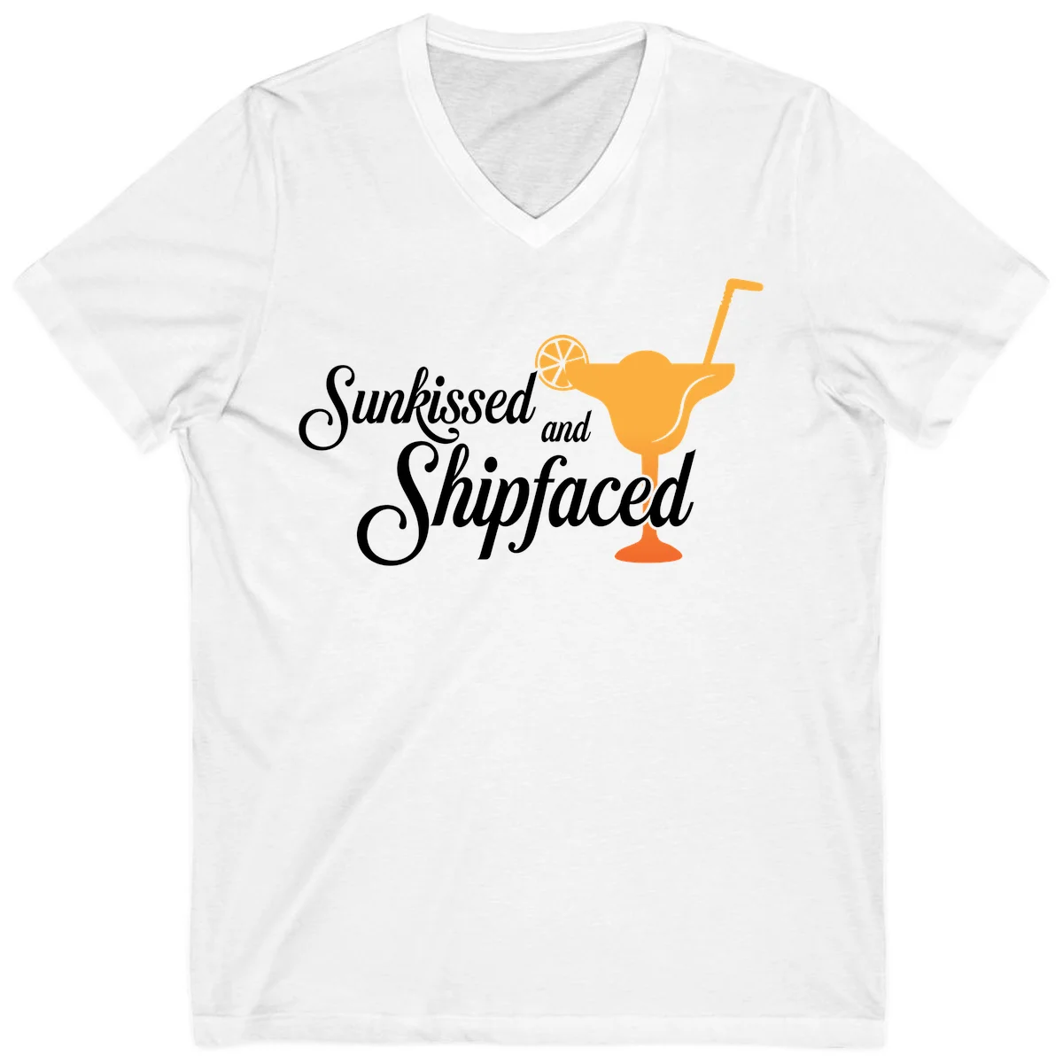 Sunkissed And Shipfaced Cruise V-Neck Tee in White