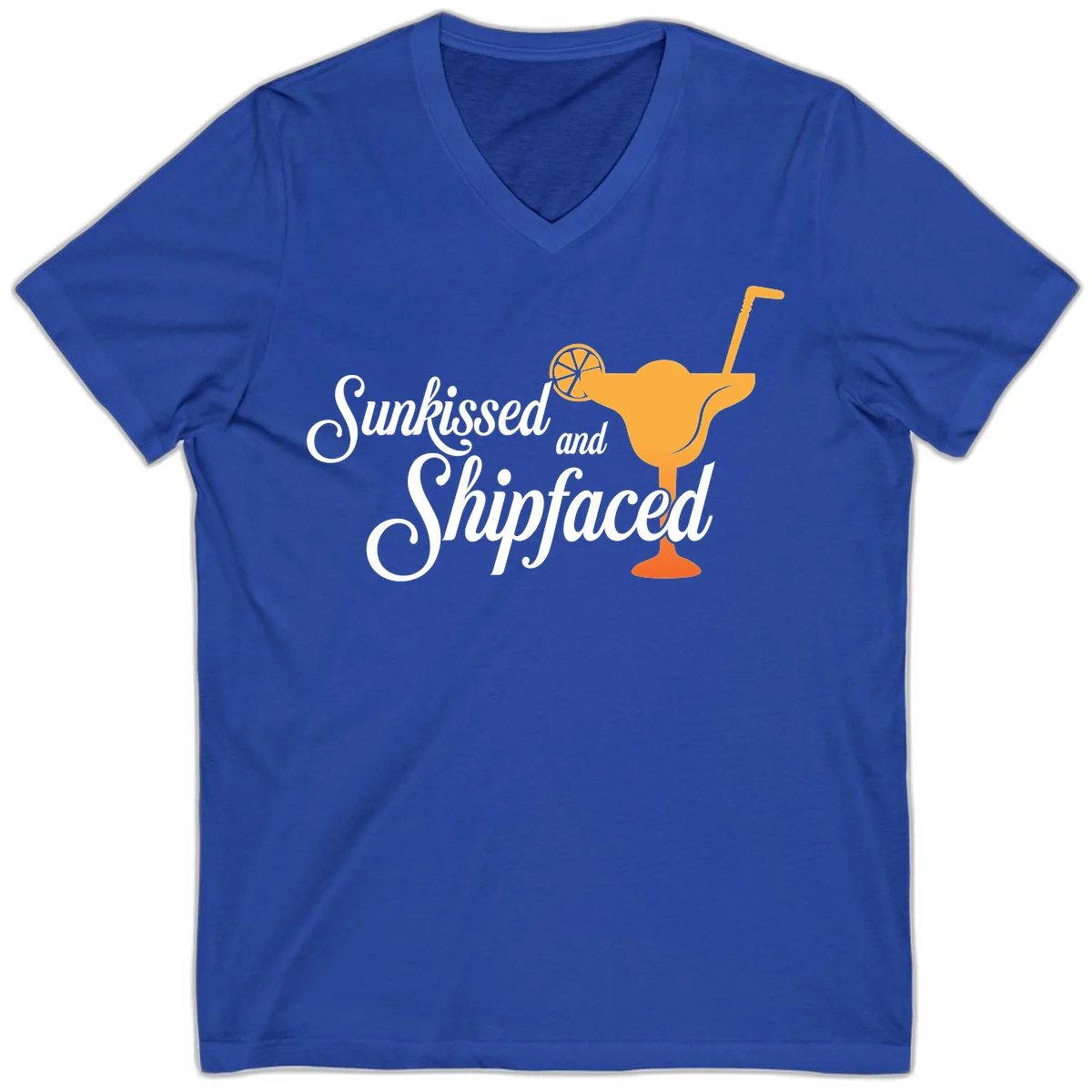 Sunkissed And Shipfaced Cruise V-Neck Tee in True Royal