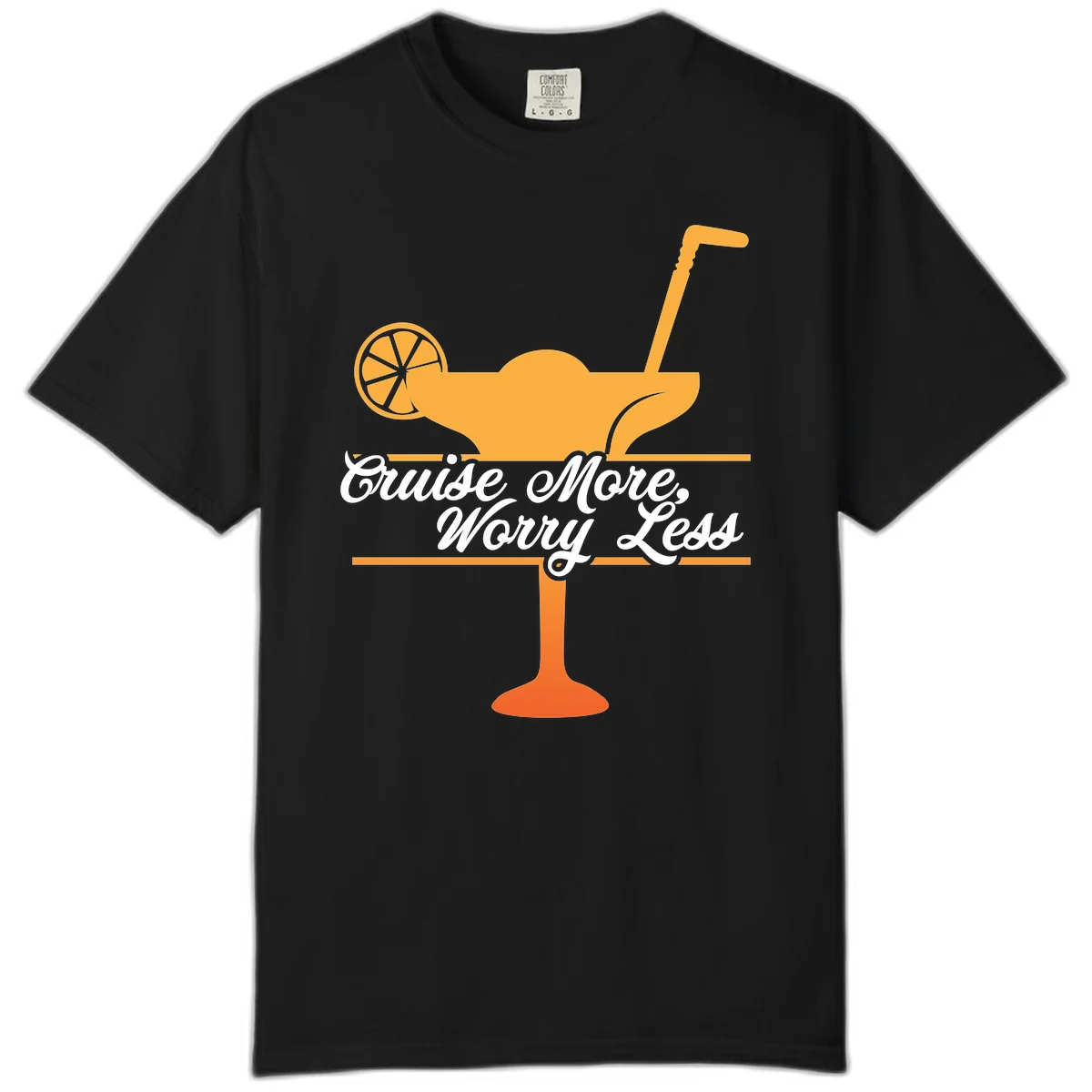 Cruise More, Worry Less Comfort Color Tee in Black