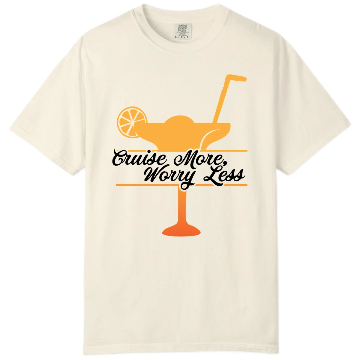 Cruise More, Worry Less Comfort Color Tee in Ivory