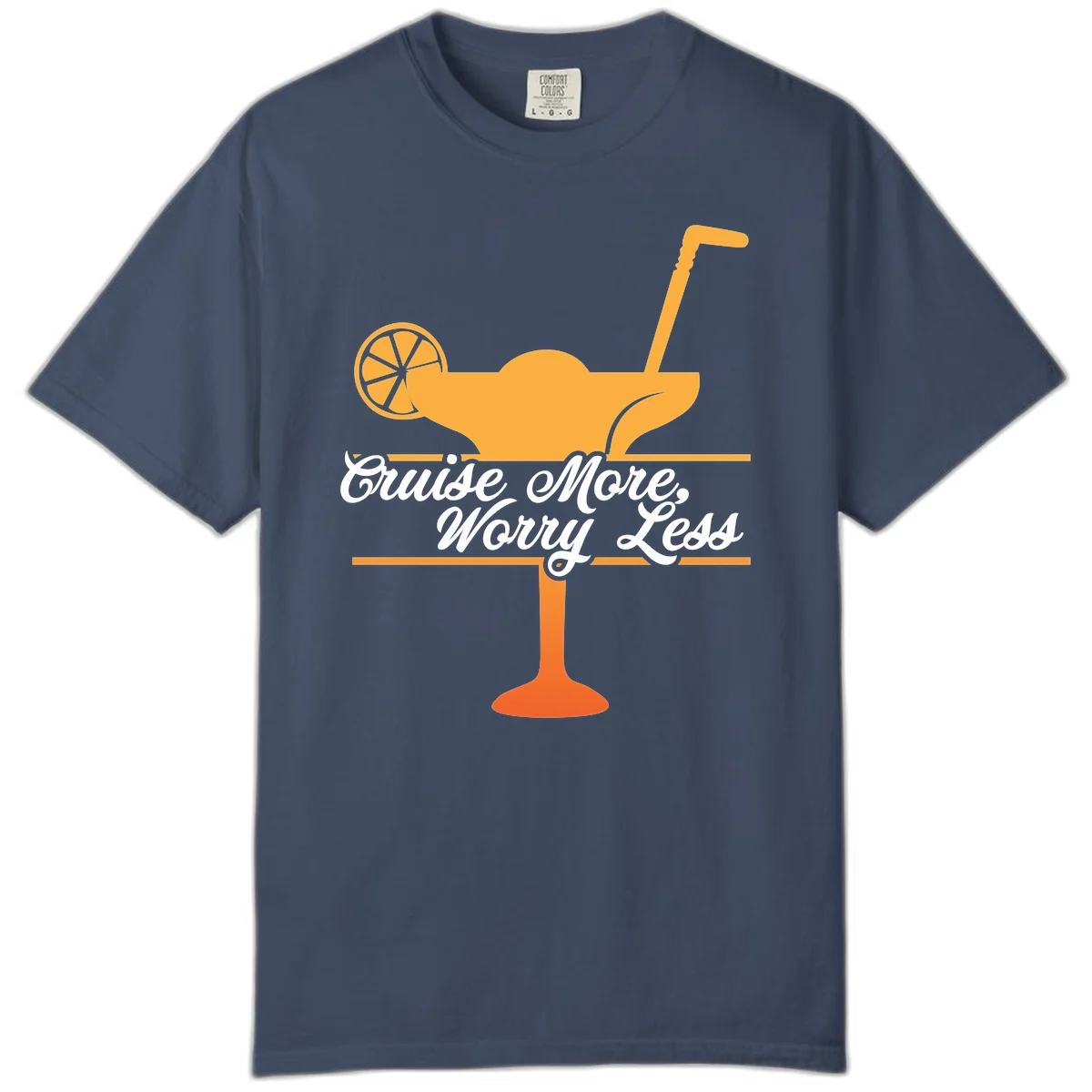 Cruise More, Worry Less Comfort Color Tee in Midnight