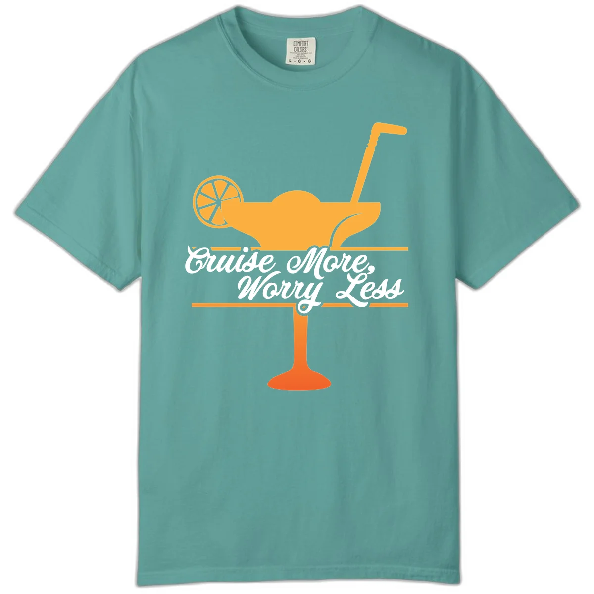 Cruise More, Worry Less Comfort Color Tee in Seafoam
