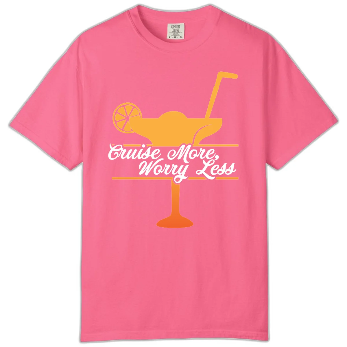 Cruise More, Worry Less Comfort Color Tee in Crunchberry