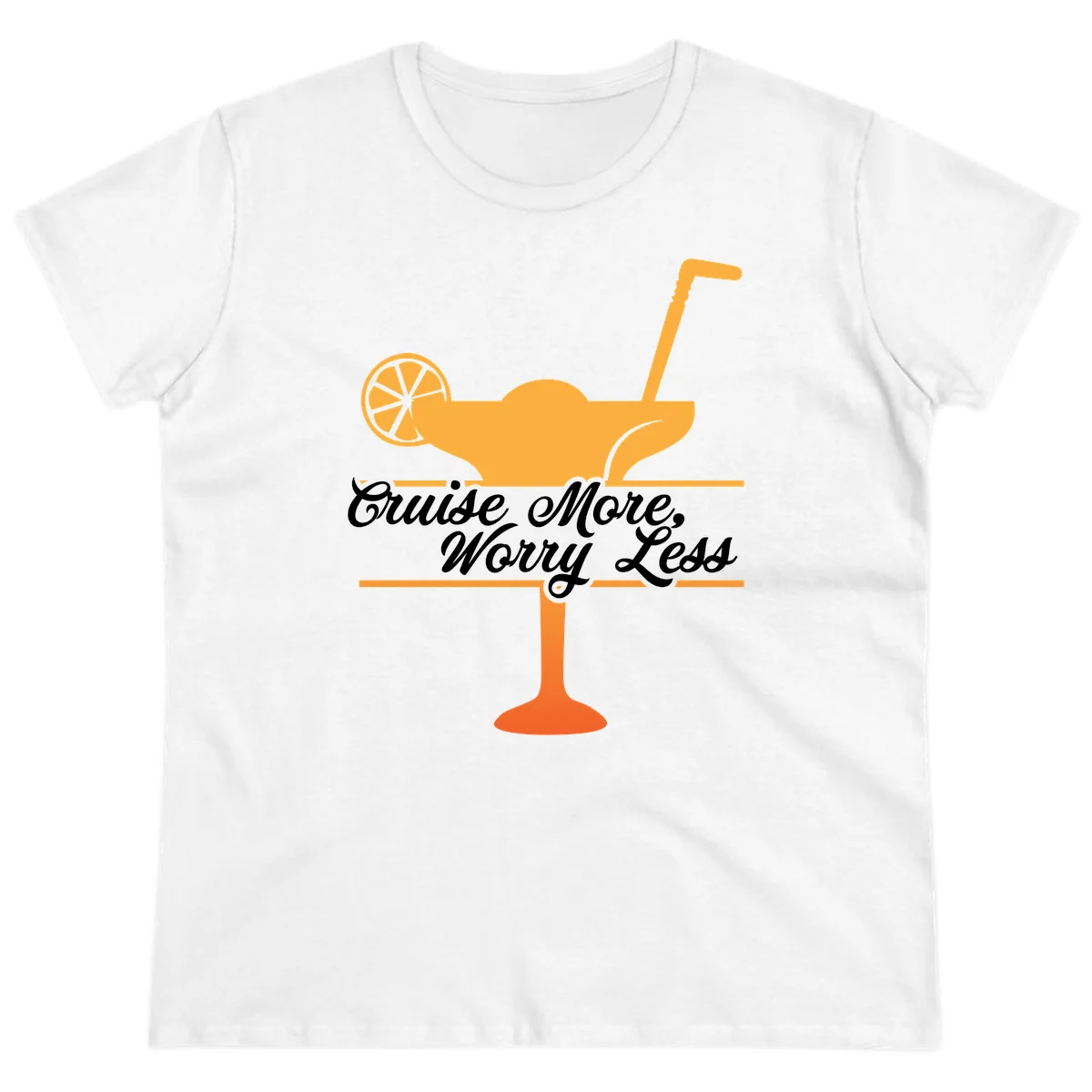 Cruise More, Worry Less Ladies Tee in White
