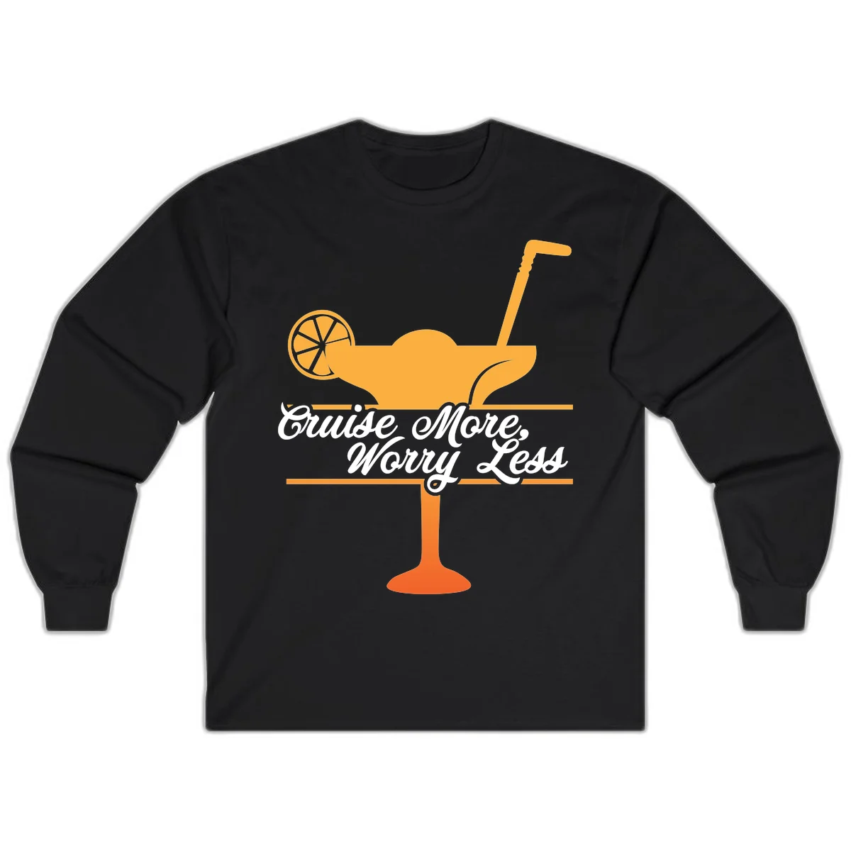 Cruise More, Worry Less Long Sleeve Tee in Black