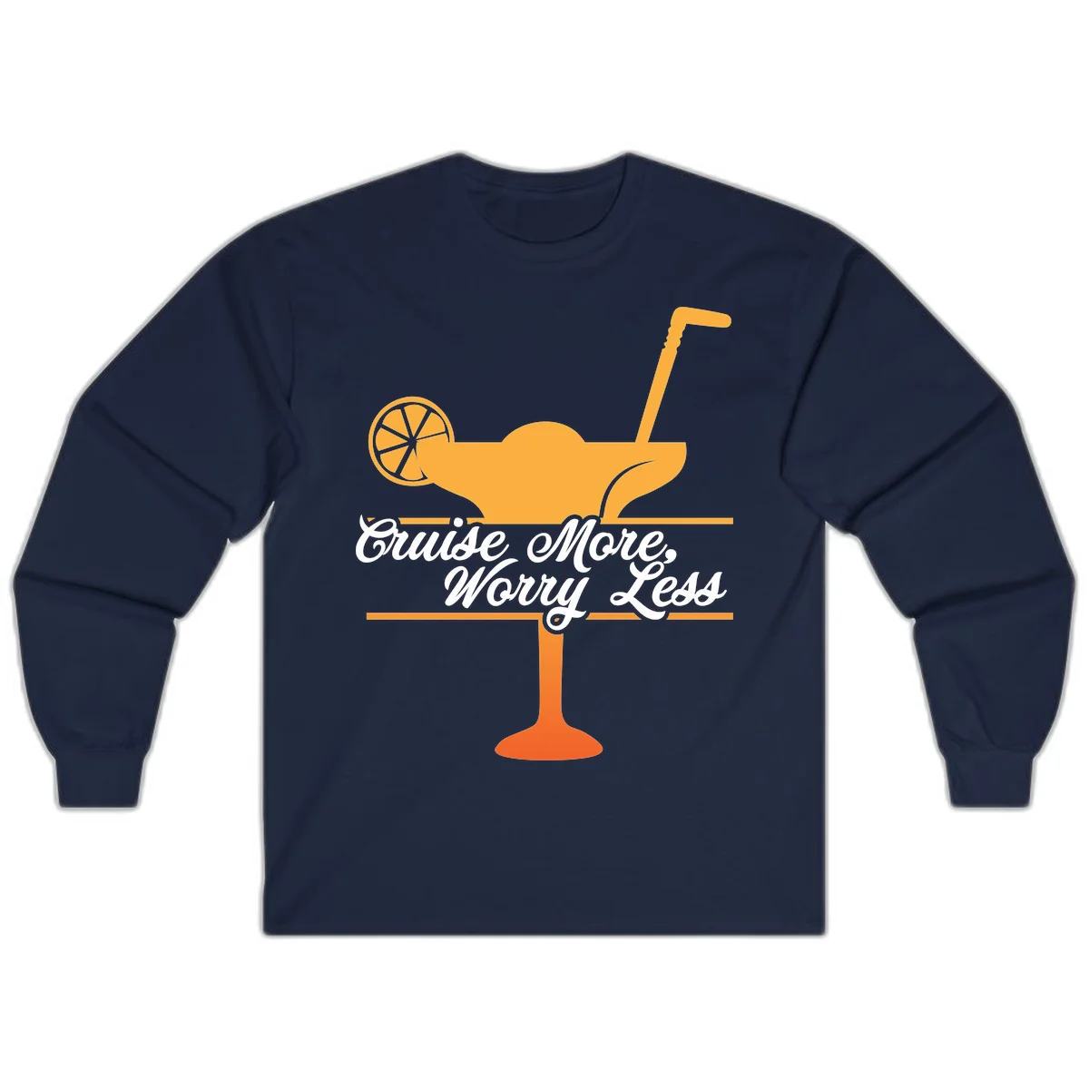 Cruise More, Worry Less Long Sleeve Tee in Navy