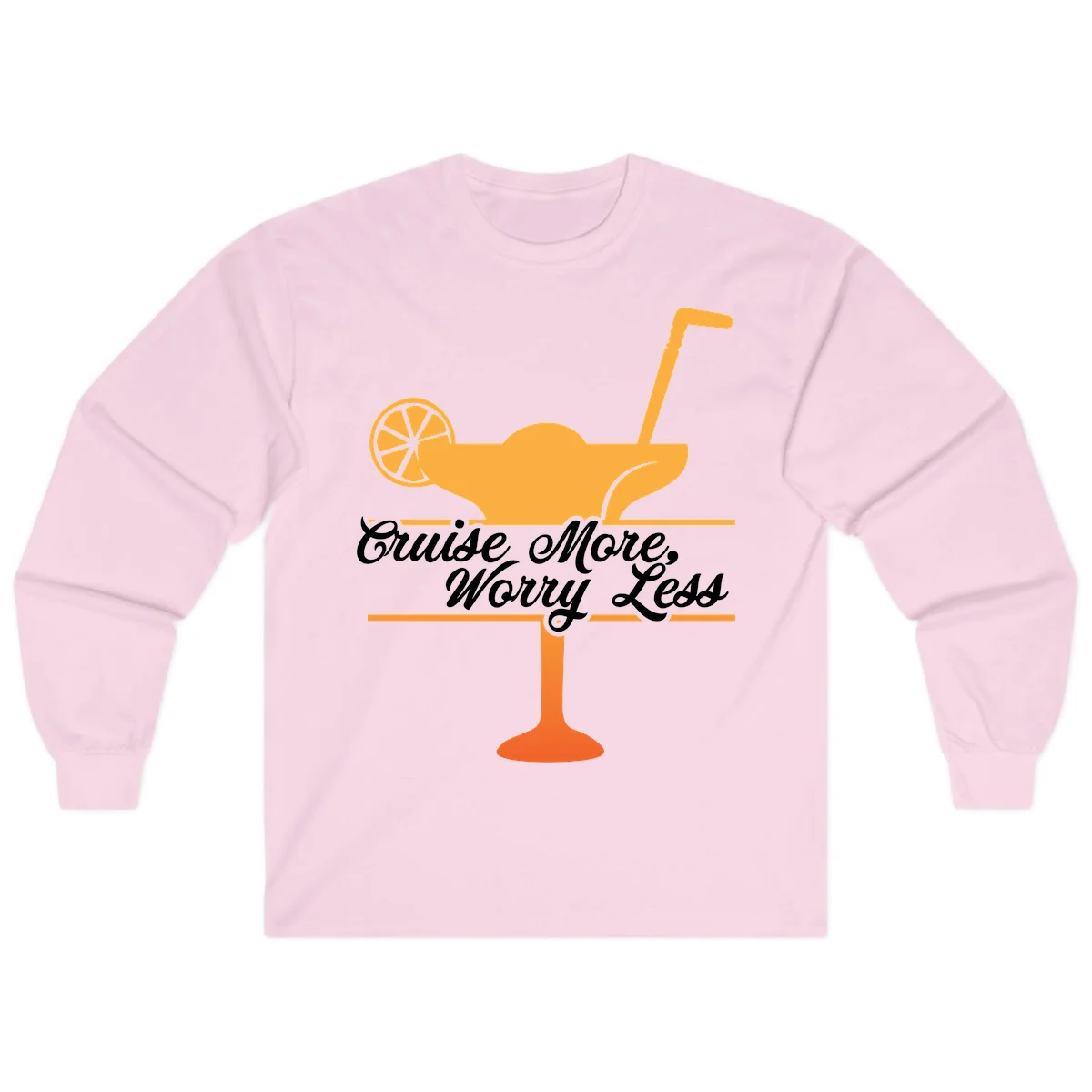 Cruise More, Worry Less Long Sleeve Tee in Light Pink