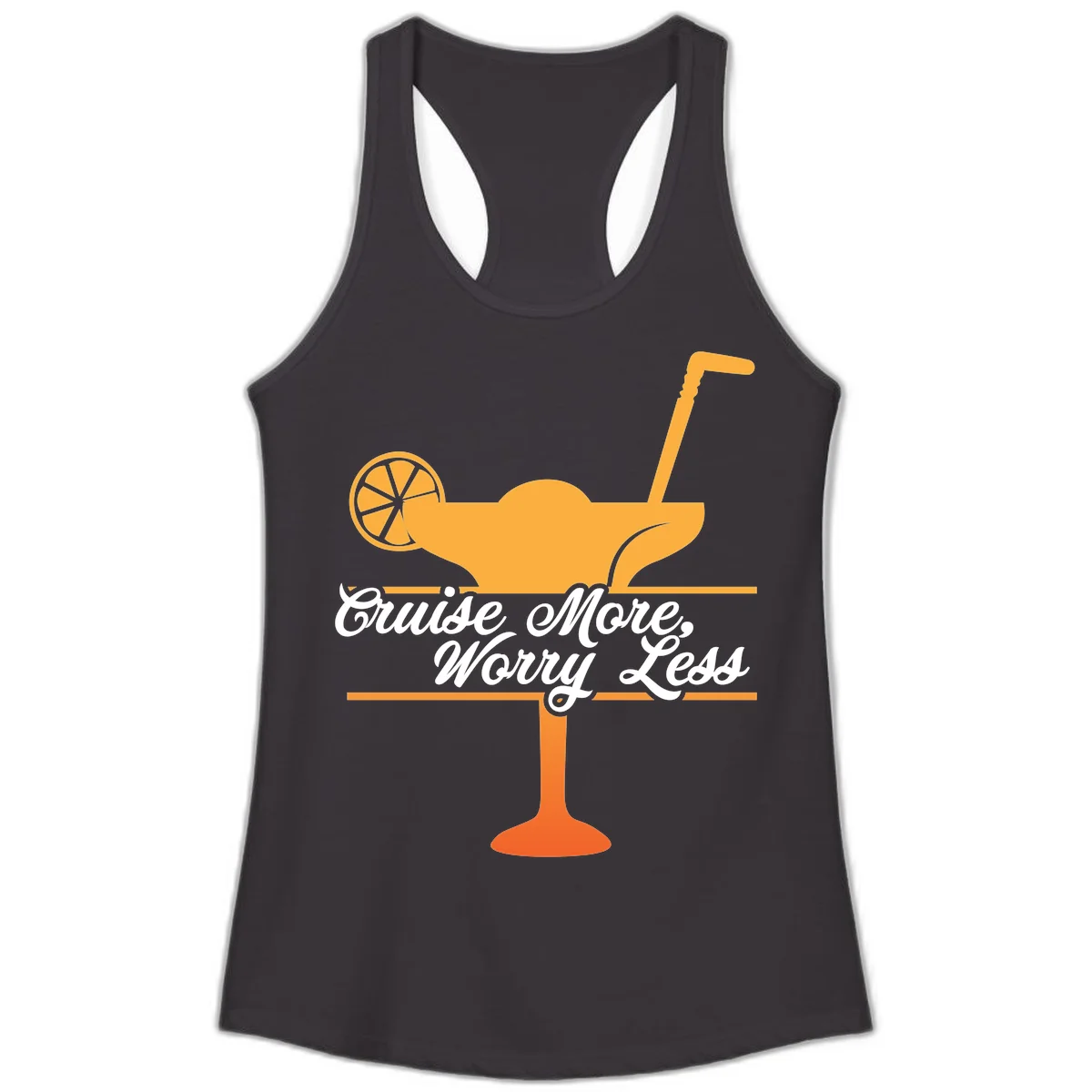 Cruise More, Worry Less Ladies Tank in Black