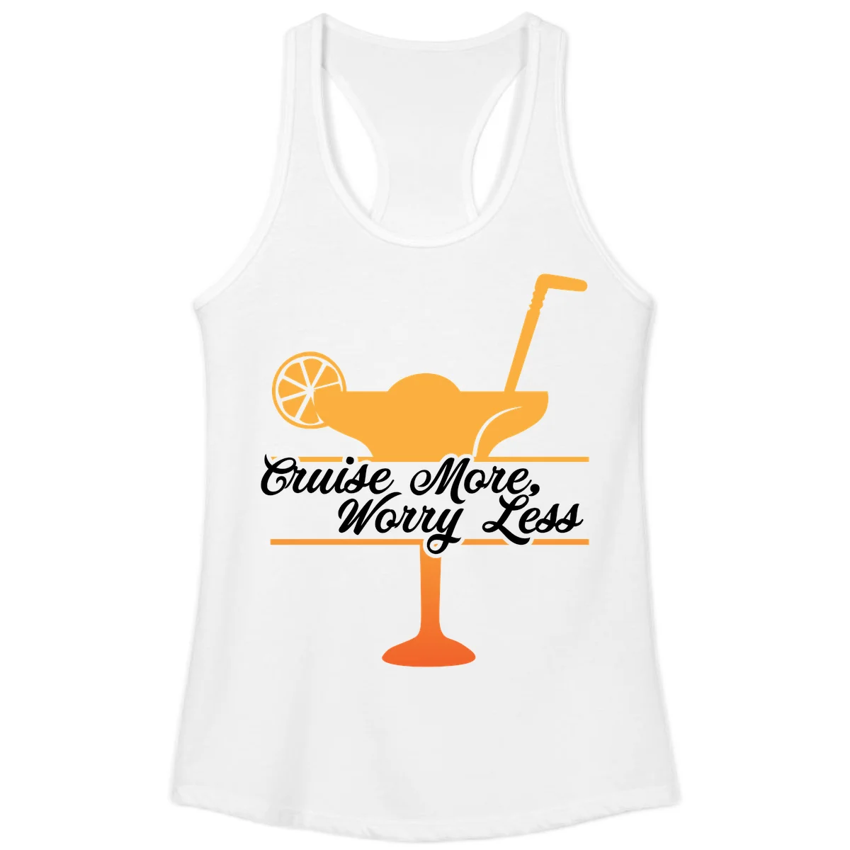 Cruise More, Worry Less Ladies Tank in White