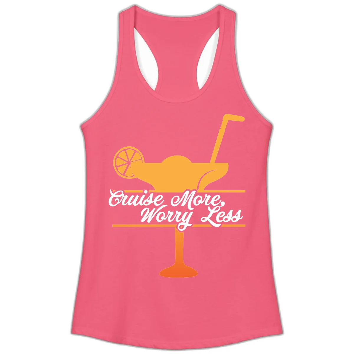 Cruise More, Worry Less Ladies Tank in Hot Pink