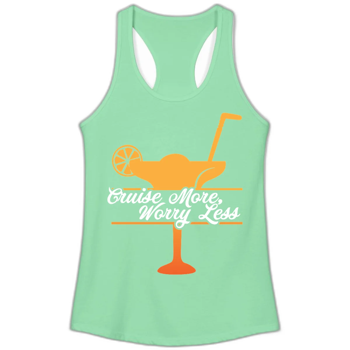Cruise More, Worry Less Ladies Tank in Solid Mint