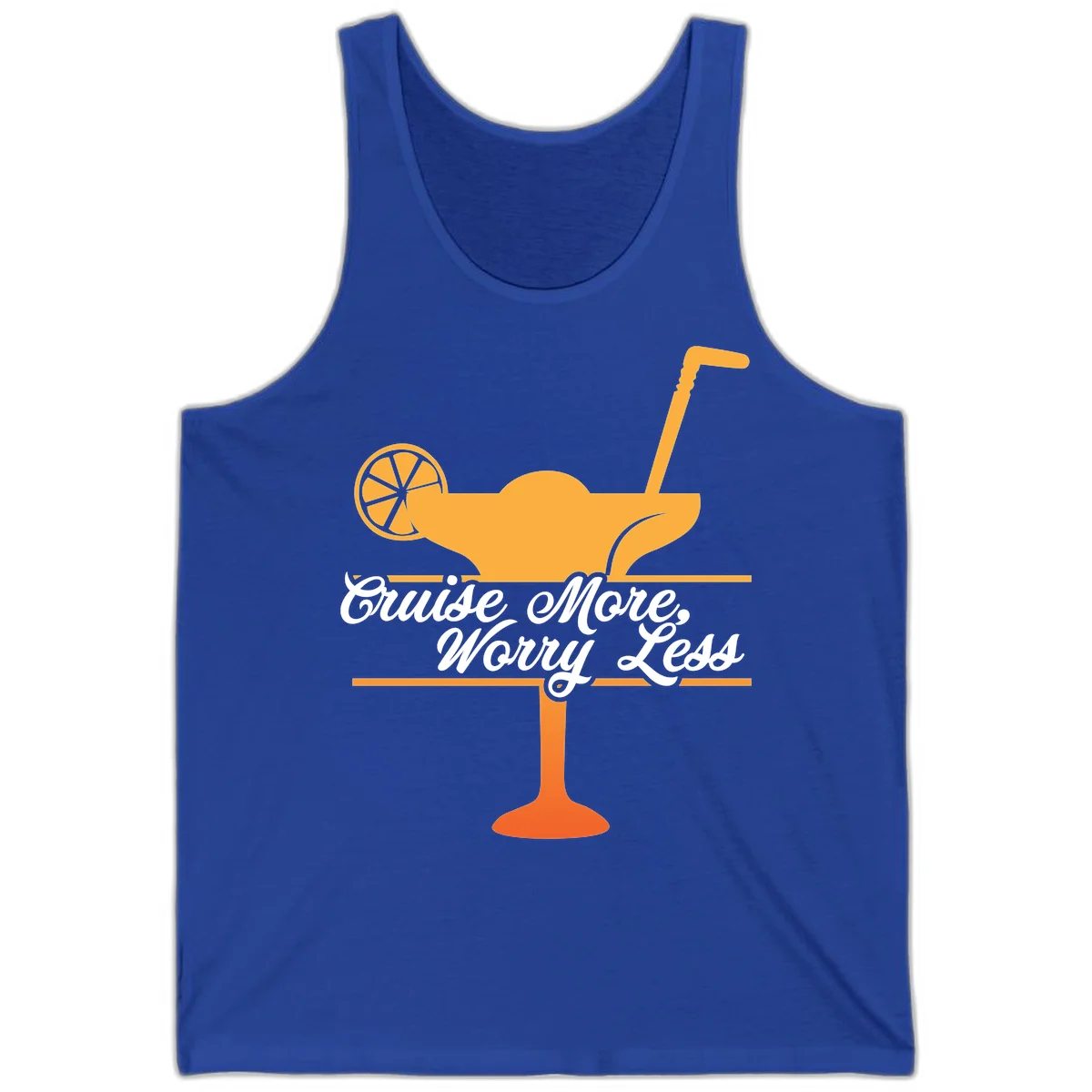 Cruise More, Worry Less Tank Top in True Royal