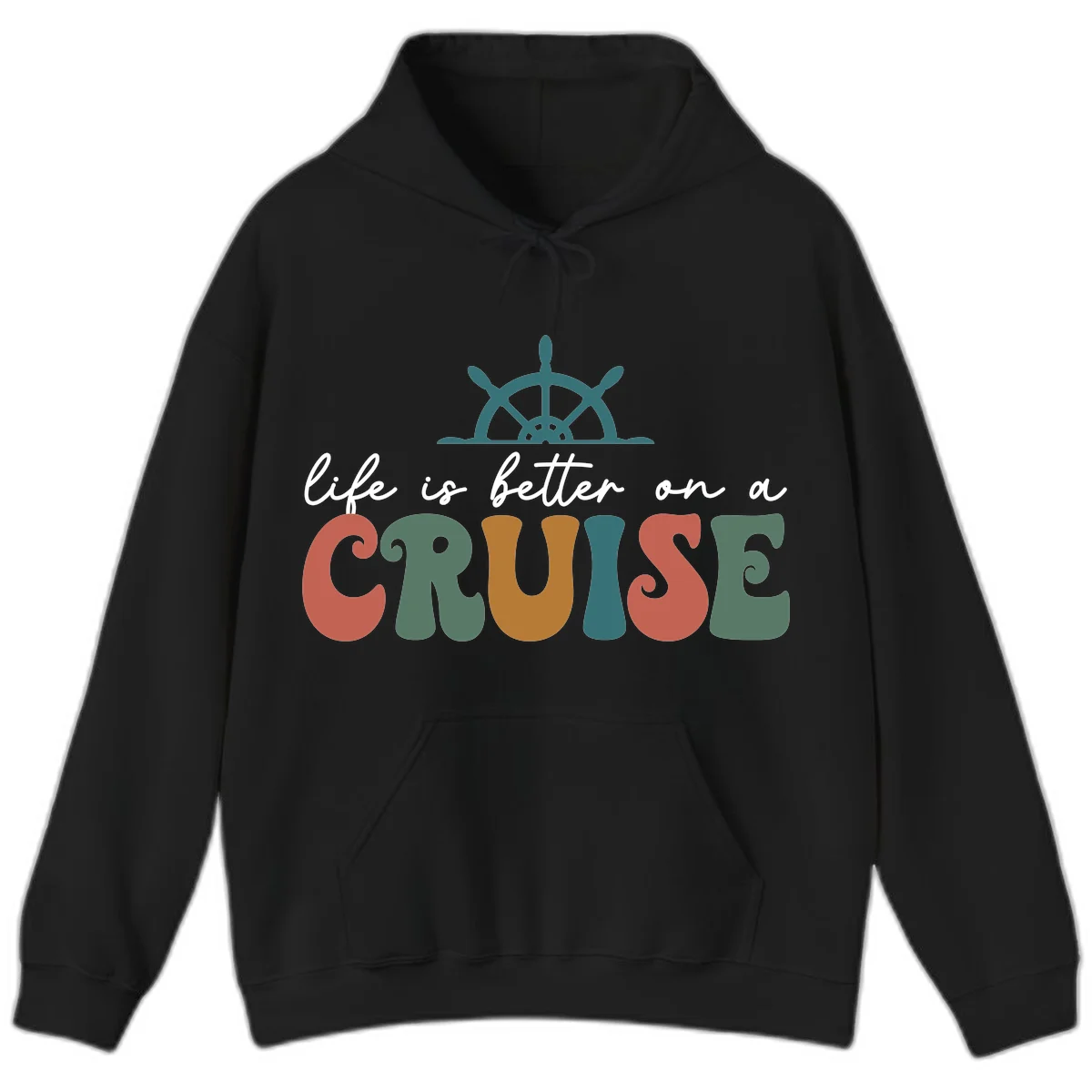 Life Is Better On A Cruise Nautical Hoodie in Black