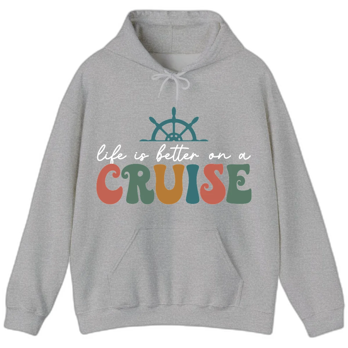 Life Is Better On A Cruise Nautical Hoodie in Sport Grey