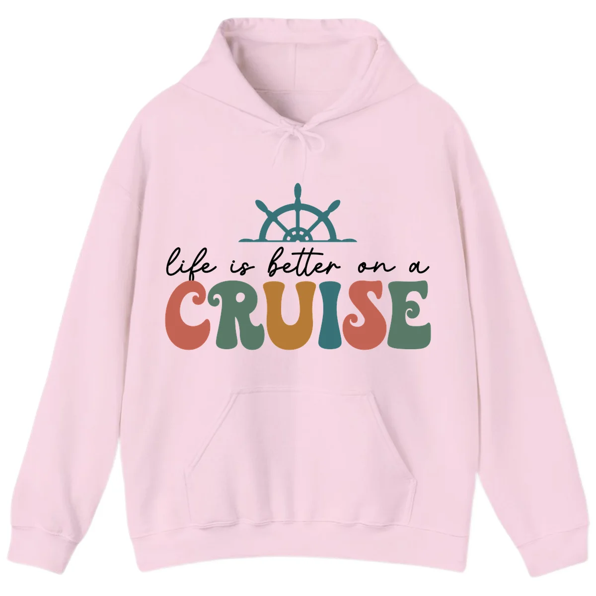 Life Is Better On A Cruise Nautical Hoodie in Light Pink