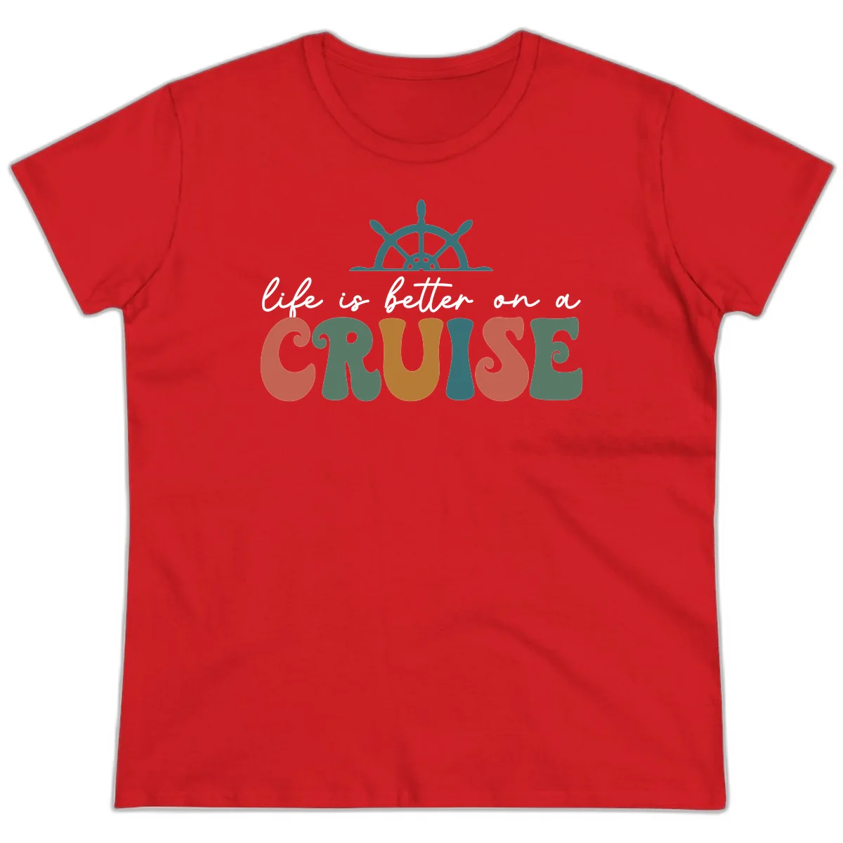 Life Is Better On A Cruise Nautical Ladies Tee in Red