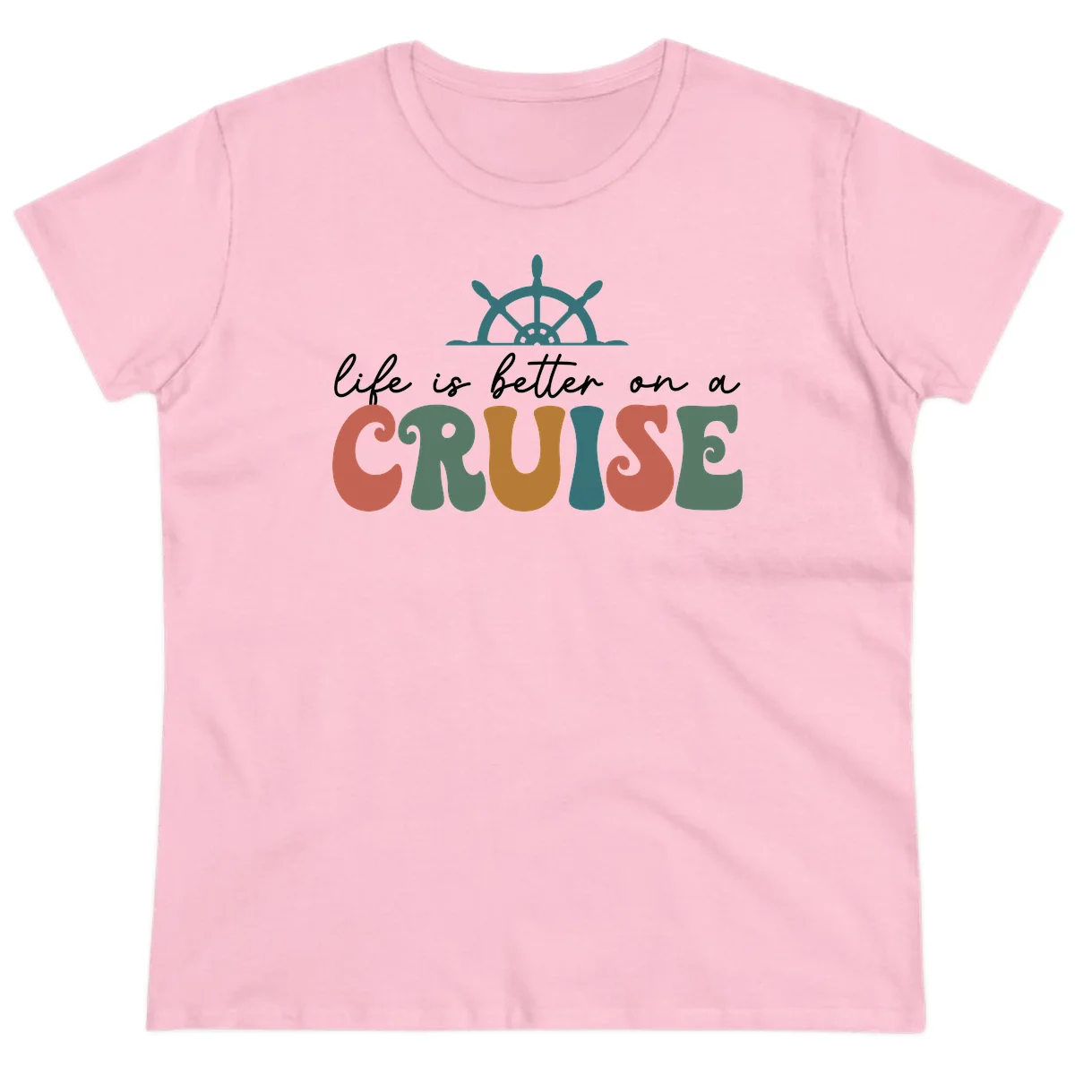 Life Is Better On A Cruise Nautical Ladies Tee in Light Pink