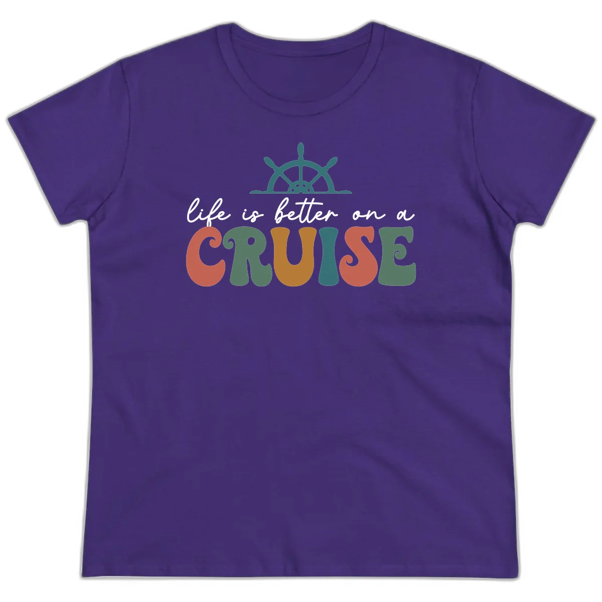 Life Is Better On A Cruise Nautical Ladies Tee in Purple