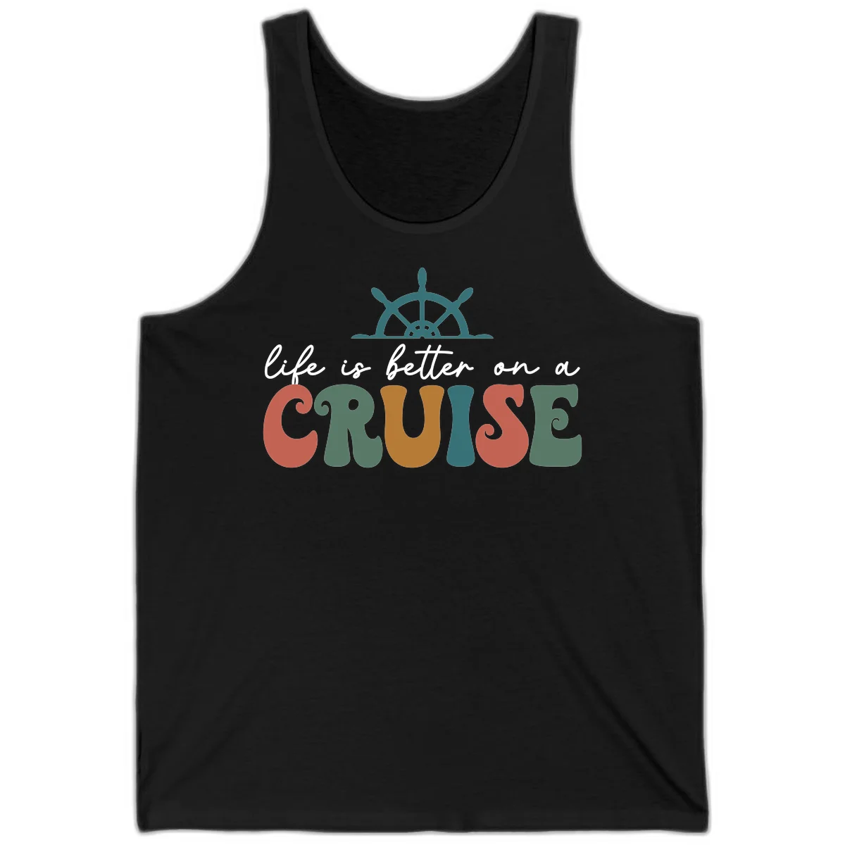 Life Is Better On A Cruise Nautical Tank Top in Black