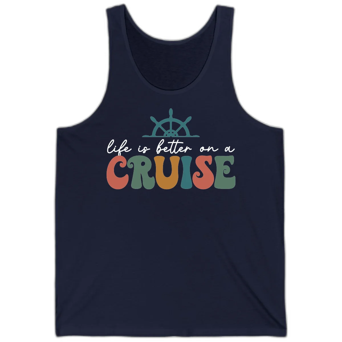 Life Is Better On A Cruise Nautical Tank Top in Navy