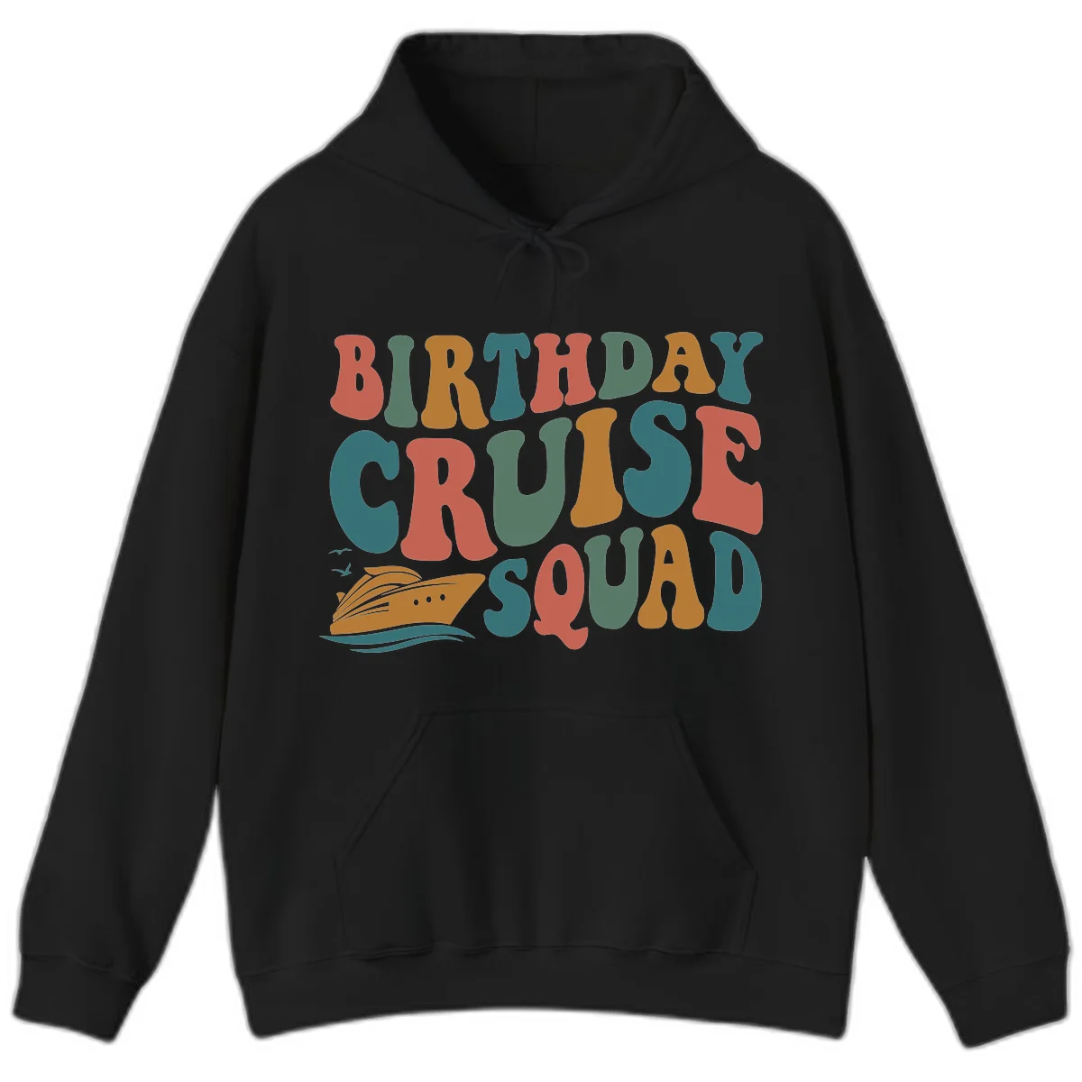 Birthday Cruise Squad Hoodie in Black