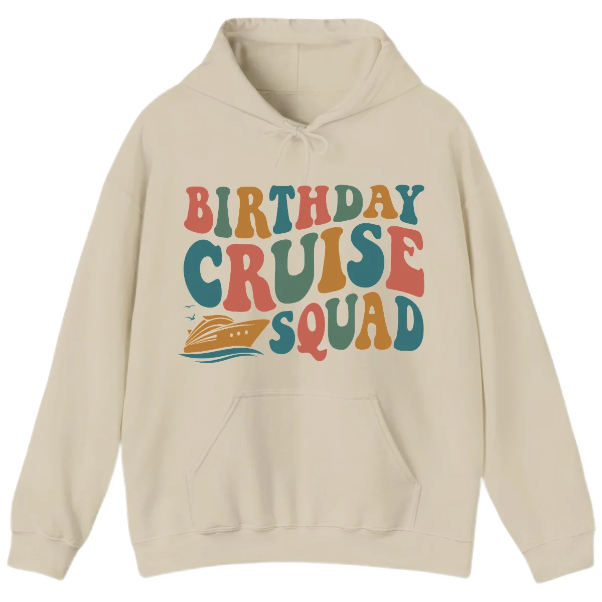 Birthday Cruise Squad Hoodie in Sand