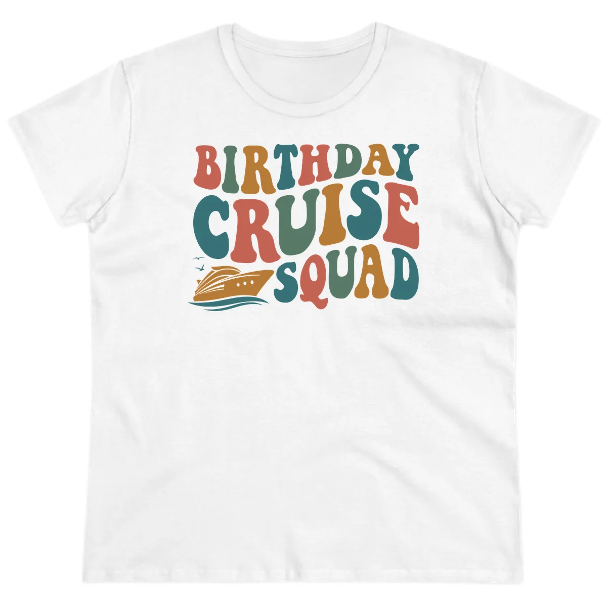 Birthday Cruise Squad Ladies Tee in White