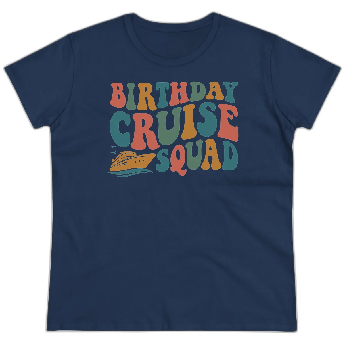 Birthday Cruise Squad Ladies Tee in Navy