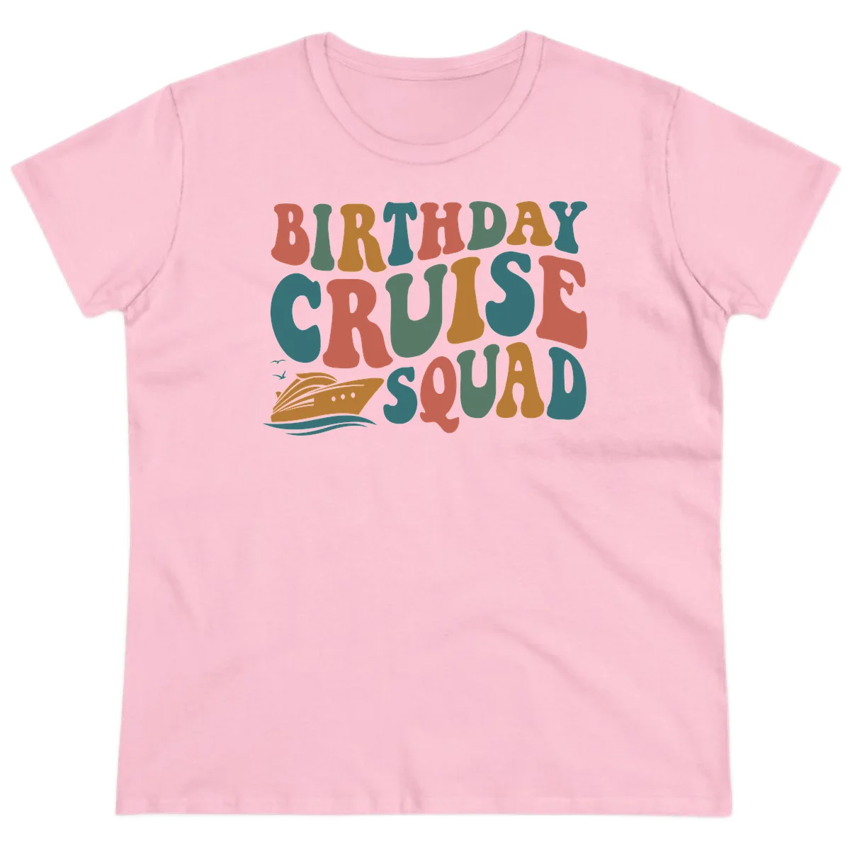 Birthday Cruise Squad Ladies Tee in Light Pink