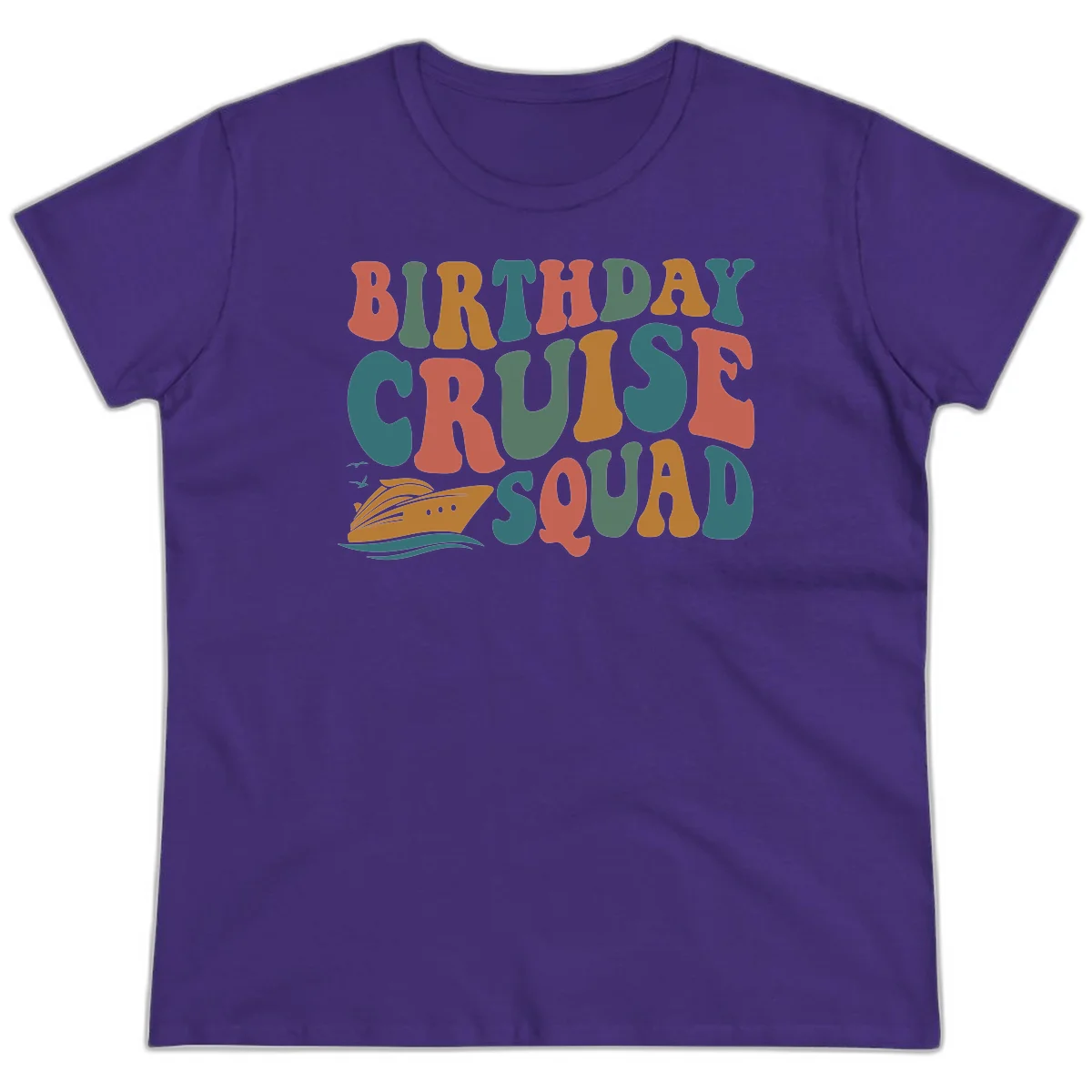 Birthday Cruise Squad Ladies Tee in Purple