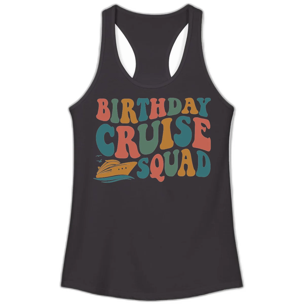 Birthday Cruise Squad Ladies Tank in Black