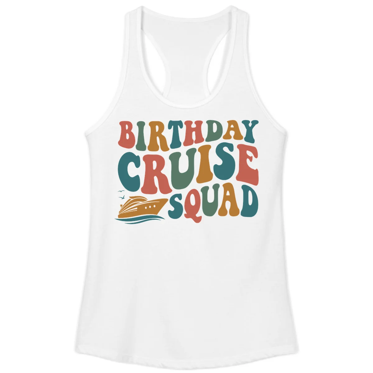 Birthday Cruise Squad Ladies Tank in White