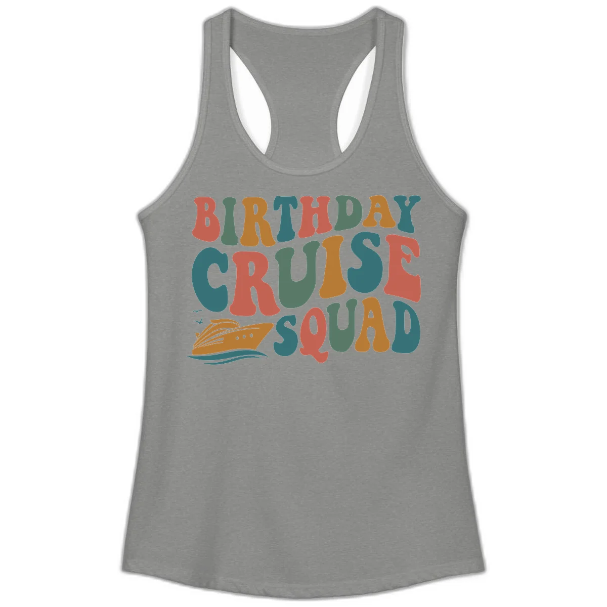Birthday Cruise Squad Ladies Tank in Heather Grey