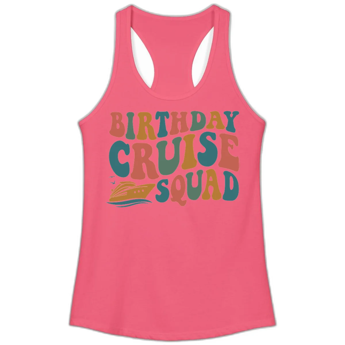 Birthday Cruise Squad Ladies Tank in Hot Pink
