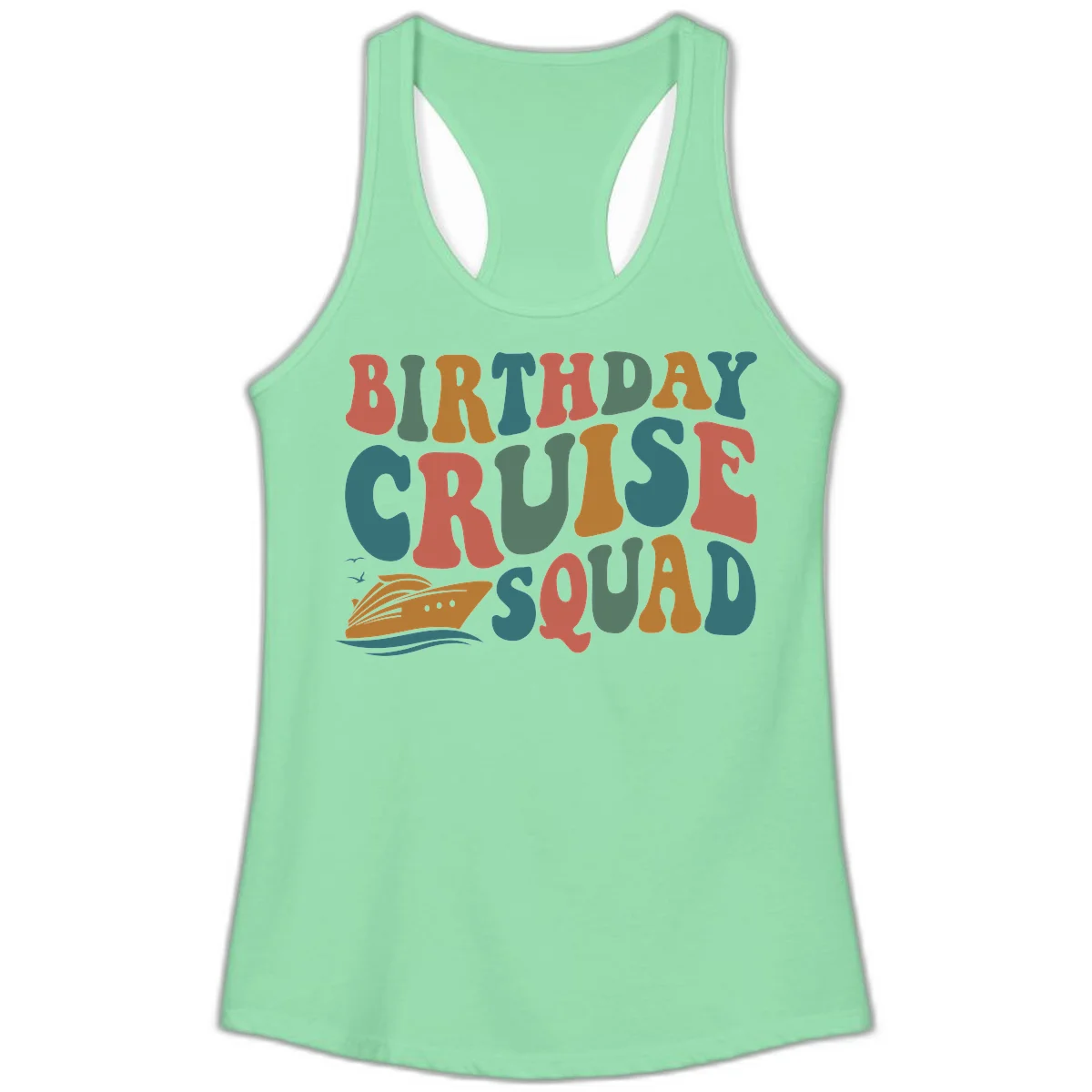 Birthday Cruise Squad Ladies Tank in Solid Mint