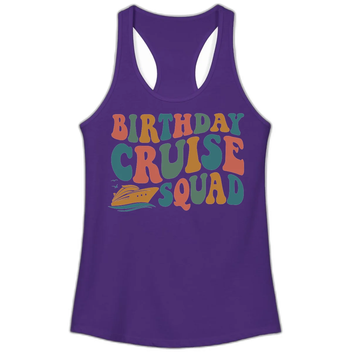 Birthday Cruise Squad Ladies Tank in Solid Purple Rush