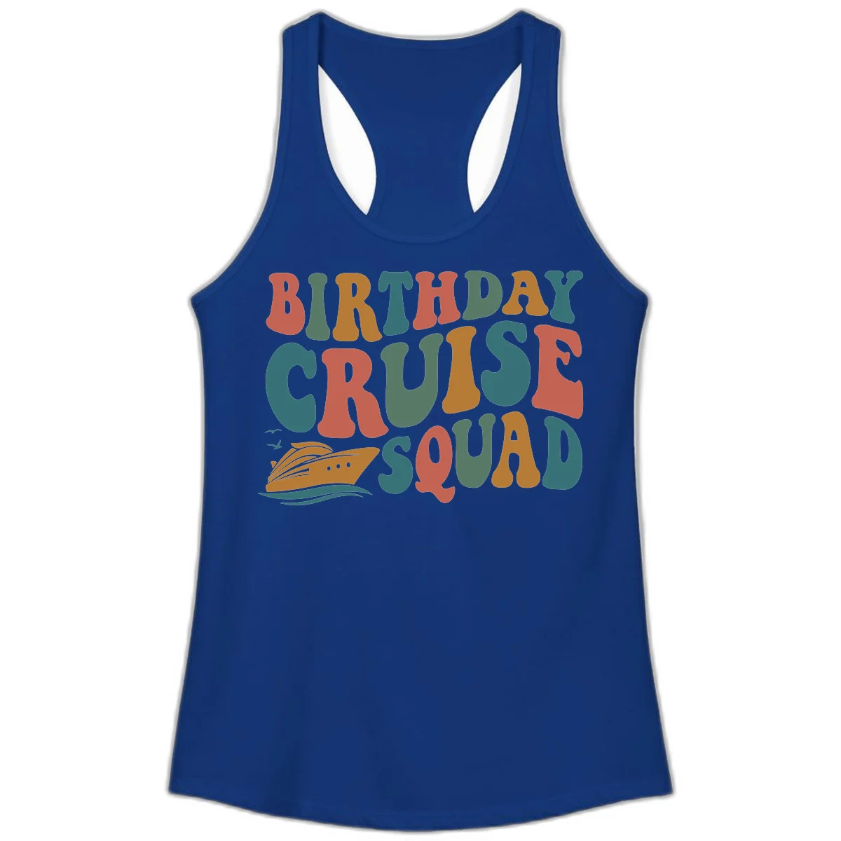Birthday Cruise Squad Ladies Tank in Solid Royal