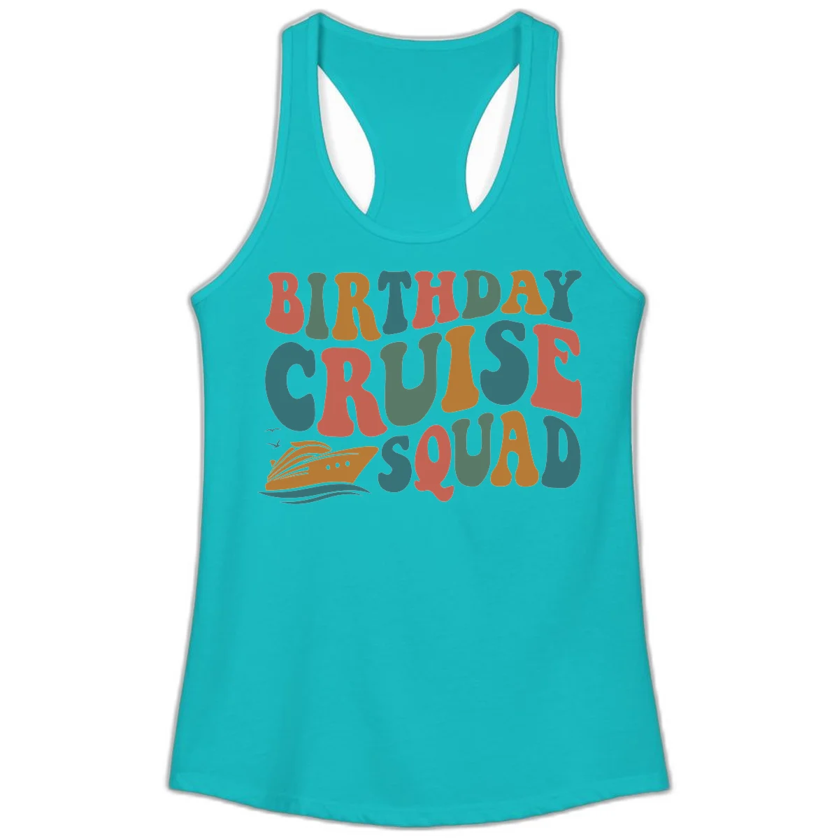 Birthday Cruise Squad Ladies Tank in Tahiti Blue