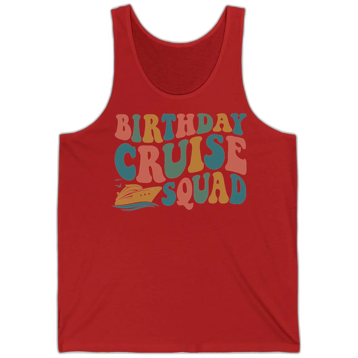 Birthday Cruise Squad Tank Top in Red