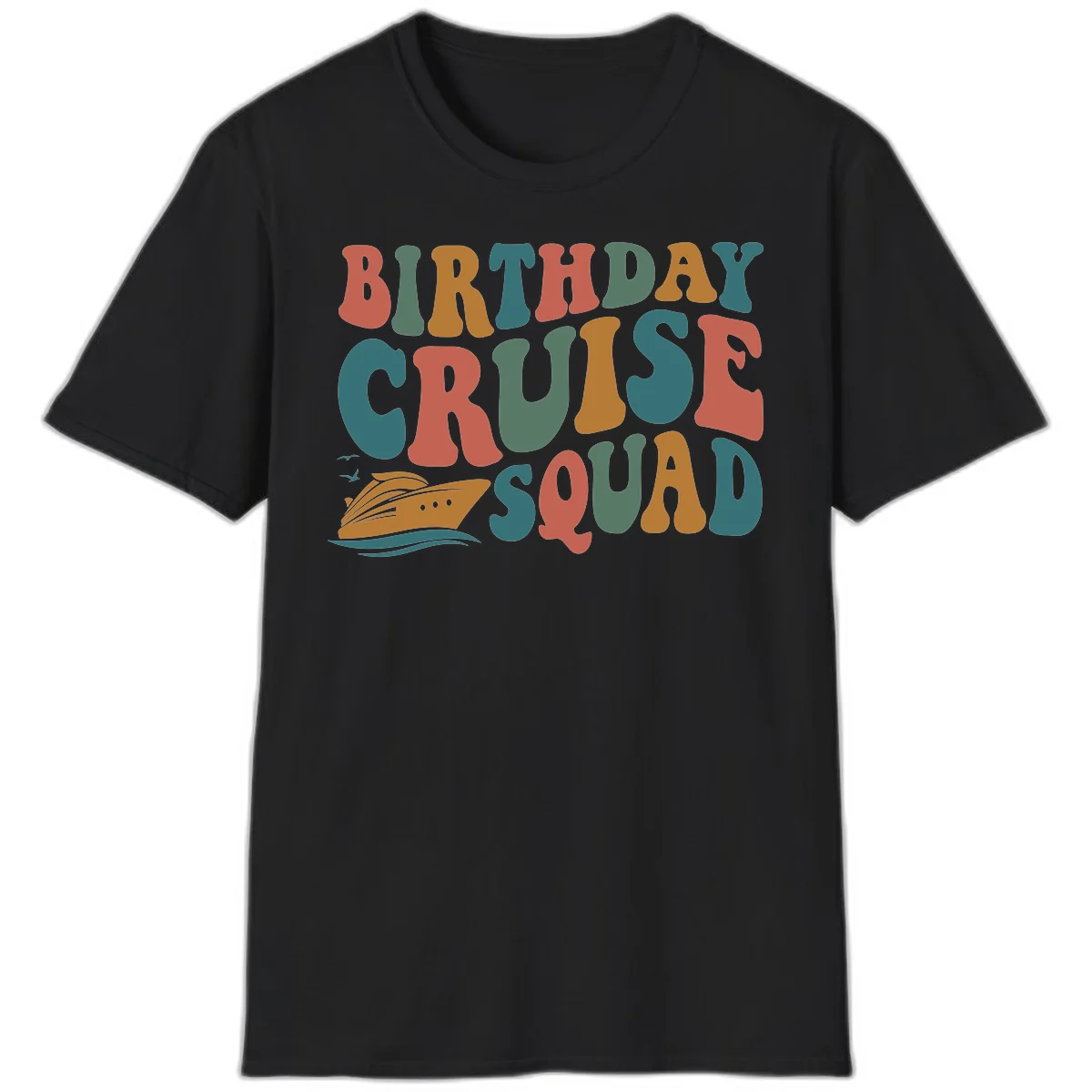 Birthday Cruise Squad T-Shirt in Black