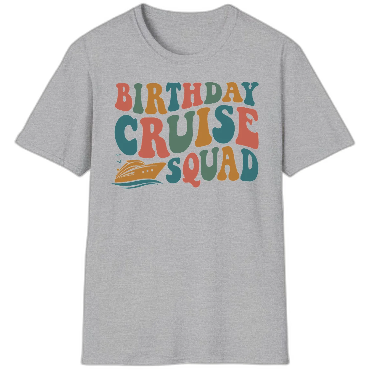 Birthday Cruise Squad T-Shirt in Sport Grey